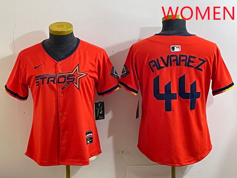 Women Houston Astros #44 Alvarez Orange Three generations Joint Name 2025 Nike MLB Jersey style 4123->women mlb jersey->Women Jersey